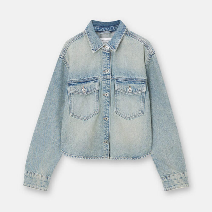 Dirty-effect denim overshirt